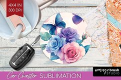 Spring Blossom Car Coaster - Flowers Coaster PNG Sublimation Product Image 1