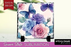 Spring Blossom Slate PNG - Flowers Square Slate Sublimation Product Image 1
