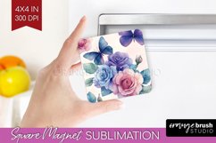 Spring Blossom Magnet Sublimation - Flowers Square Magnet Product Image 1