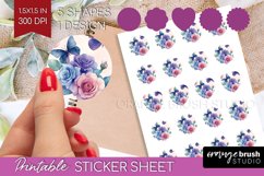 Spring Blossom Round Sticker - Flowers Printable Sticker Product Image 1