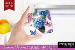 Spring Blossom Magnet Sublimation - Flowers Square Magnet Product Image 1