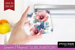 Spring Blossom Magnet Sublimation - Flowers Square Magnet Product Image 1