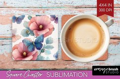 Spring Blossom Square Coaster - Flowers Coaster PNG Product Image 1