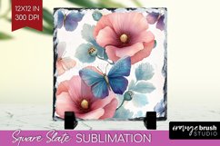Spring Blossom Slate PNG - Flowers Square Slate Sublimation Product Image 1