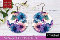 Spring Blossom Round Earrings - Flowers PNG Sublimation Product Image 1