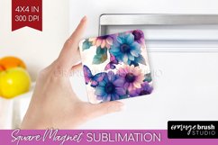 Spring Blossom Magnet Sublimation - Flowers Square Magnet Product Image 1