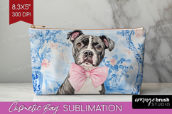 Staffy Dog Cosmetic Bag Floral Dog Makeup Bag PNG Product Image 1