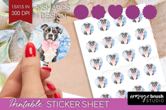 Staffy Dog Round Sticker Floral Dog Printable Sticker Sheet Product Image 1