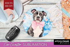 Staffy Dog Car Coaster Floral Dog Coaster PNG Sublimation Product Image 1