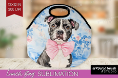 Staffy Dog Lunch Bag Floral Dog Lunch Bug PNG Sublimation Product Image 1