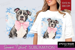 Staffy Dog Square Tshirt Background Floral Dog PNG Product Image 1