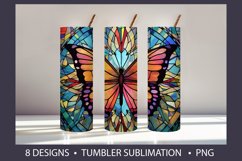 Stained Glass Butterfly Tumbler Wrap Sublimation Product Image 4