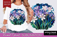 Stained Glass Flowers Round Tshirt Background - Floral PNG Product Image 1