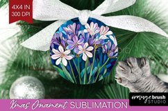 Stained Glass Flowers Ornament PNG - Floral PNG Sublimation Product Image 1