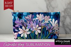Stained Glass Flowers Cosmetic Bag - Floral Makeup Bag PNG Product Image 1