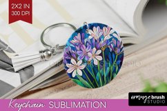 Stained Glass Flowers Keychain PNG - Floral Keychain Product Image 1
