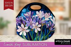 Stained Glass Flowers Lunch Bag - Floral Lunch Bug PNG Product Image 1