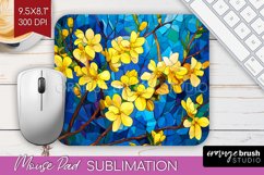 Stained Glass Flowers Mouse Pad Sublimation - Floral PNG Product Image 1