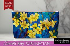 Stained Glass Flowers Cosmetic Bag - Floral Makeup Bag PNG Product Image 1