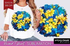 Stained Glass Flowers Round Tshirt Background - Floral PNG Product Image 1