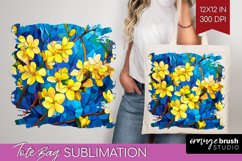 Stained Glass Flowers Tote Bag - Floral Tote Bag PNG Product Image 1
