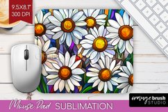 Stained Glass Flowers Mouse Pad Sublimation - Floral PNG Product Image 1