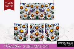 Stained Glass Flowers Mug Wrap - Floral Mug PNG Sublimation Product Image 1