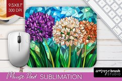 Stained Glass Flowers Mouse Pad Sublimation - Floral PNG Product Image 1
