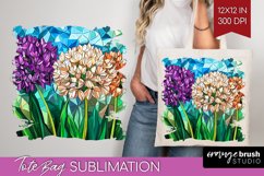 Stained Glass Flowers Tote Bag - Floral Tote Bag PNG Product Image 1