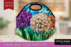 Stained Glass Flowers Lunch Bag - Floral Lunch Bug PNG Product Image 1