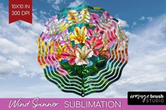Stained Glass Flowers Wind Spinner Sublimation PNG - Floral Product Image 1