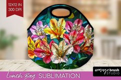 Stained Glass Flowers Lunch Bag - Floral Lunch Bug PNG Product Image 1