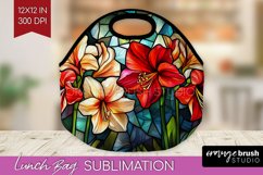 Stained Glass Flowers Lunch Bag - Floral Lunch Bug PNG Product Image 1