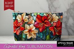 Stained Glass Flowers Cosmetic Bag - Floral Makeup Bag PNG Product Image 1