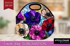 Stained Glass Flowers Lunch Bag - Floral Lunch Bug PNG Product Image 1