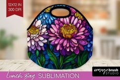 Stained Glass Flowers Lunch Bag - Floral Lunch Bug PNG Product Image 1
