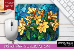 Stained Glass Flowers Mouse Pad Sublimation - Floral PNG Product Image 1
