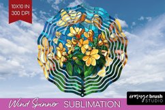 Stained Glass Flowers Wind Spinner Sublimation PNG - Floral Product Image 1