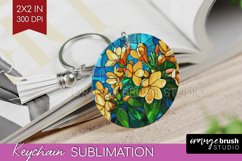 Stained Glass Flowers Keychain PNG - Floral Keychain Product Image 1