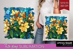 Stained Glass Flowers Tote Bag - Floral Tote Bag PNG Product Image 1