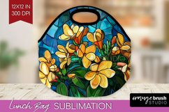 Stained Glass Flowers Lunch Bag - Floral Lunch Bug PNG Product Image 1
