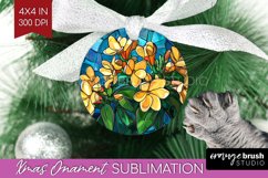 Stained Glass Flowers Ornament PNG - Floral PNG Sublimation Product Image 1