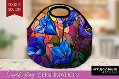 Stained Glass Flowers Lunch Bag - Floral Lunch Bug PNG Product Image 1