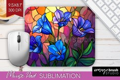 Stained Glass Flowers Mouse Pad Sublimation - Floral PNG Product Image 1