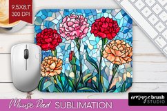 Stained Glass Flowers Mouse Pad Sublimation - Floral PNG Product Image 1