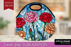 Stained Glass Flowers Lunch Bag - Floral Lunch Bug PNG Product Image 1