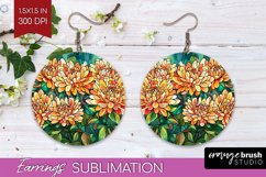 Stained Glass Flowers Round Earrings - Floral PNG Product Image 1