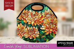 Stained Glass Flowers Lunch Bag - Floral Lunch Bug PNG Product Image 1