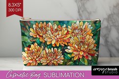 Stained Glass Flowers Cosmetic Bag - Floral Makeup Bag PNG Product Image 1