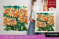 Stained Glass Flowers Tote Bag - Floral Tote Bag PNG Product Image 1